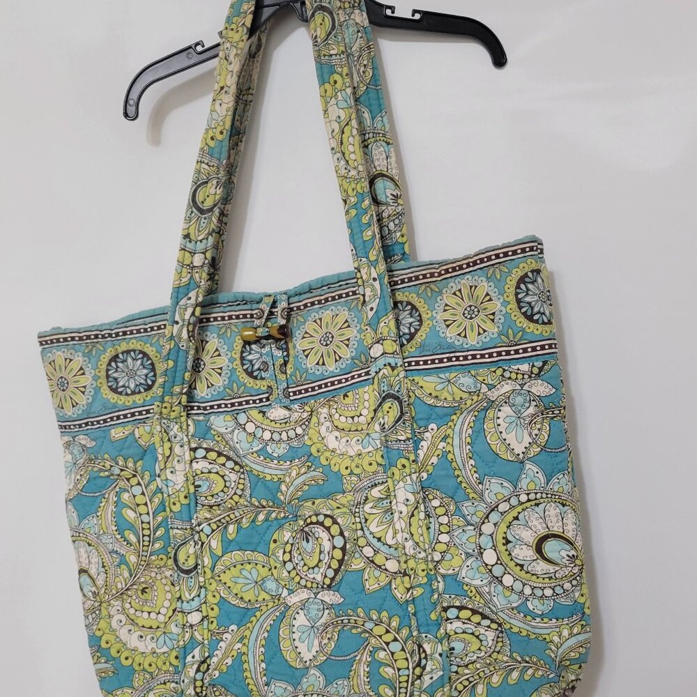 Vera Bradley Peacocks Turquoise & Lime Pattern Shoulder Strap Bag Large